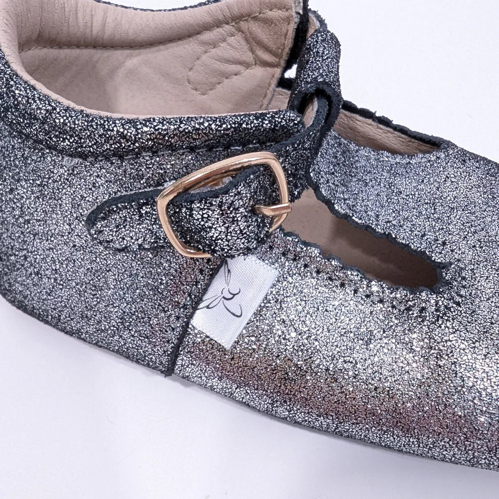 Little Love Bug T Bar Leather Moccasins sz 10 NEW Little Girl Dress Shoes Silver
